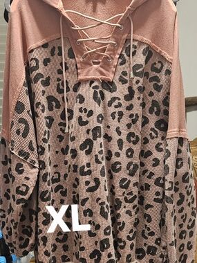 Pink Leopard Lace-Up Hoodie